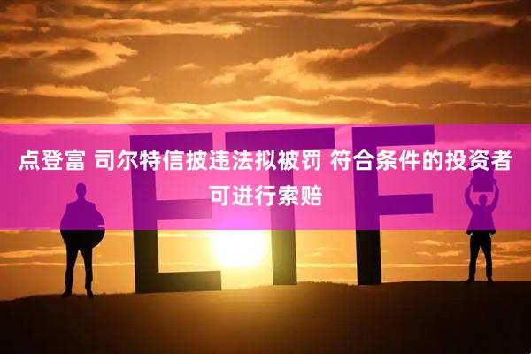 点登富 司尔特信披违法拟被罚 符合条件的投资者可进行索赔